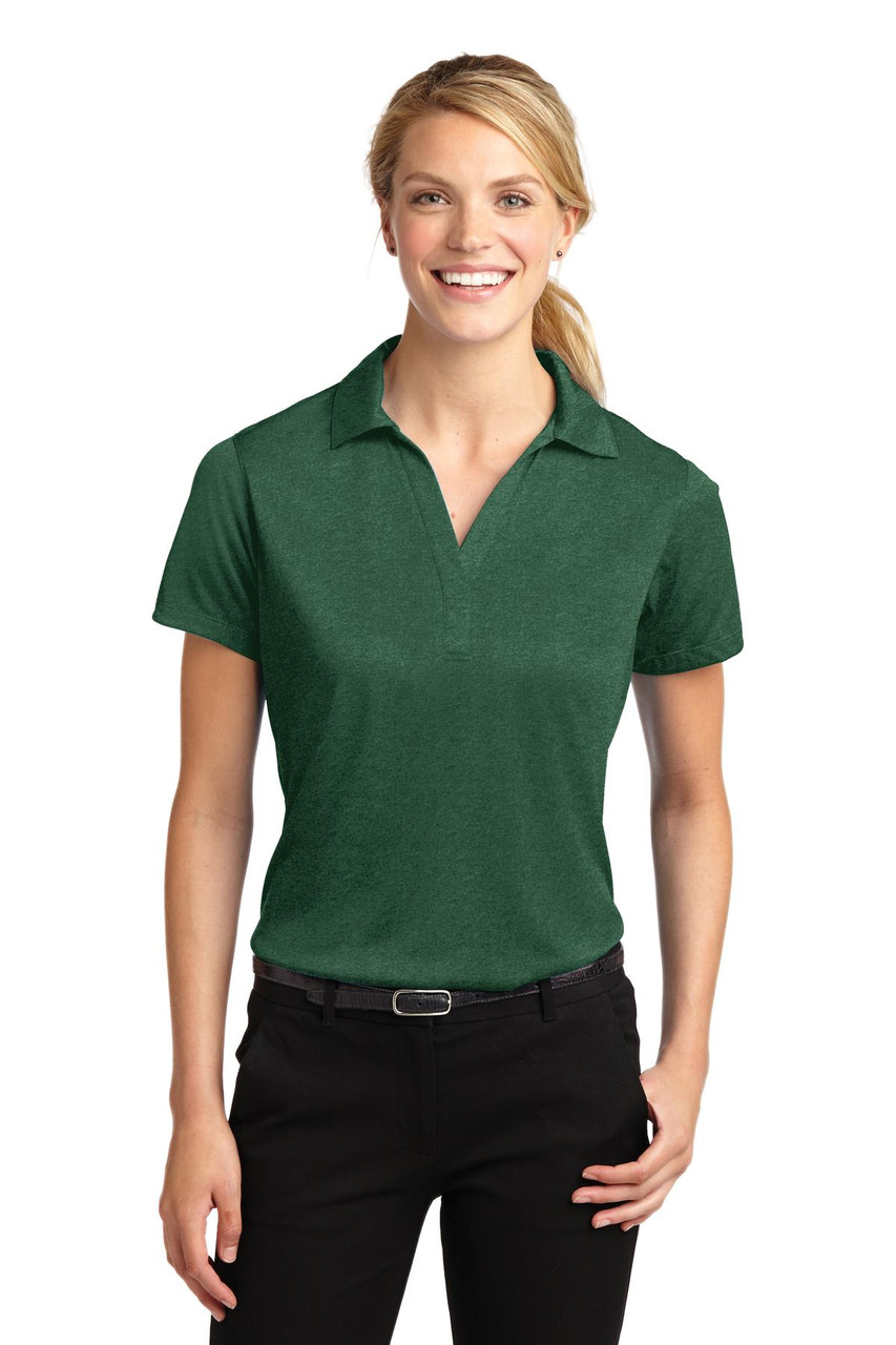 Sport-Tek® Ladies Heather Contender™ Polo. LST660 Forest Green Heather