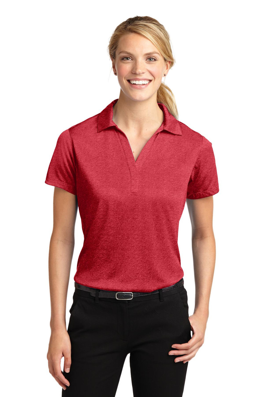 Sport-Tek® Ladies Heather Contender™ Polo. LST660 Scarlet Heather