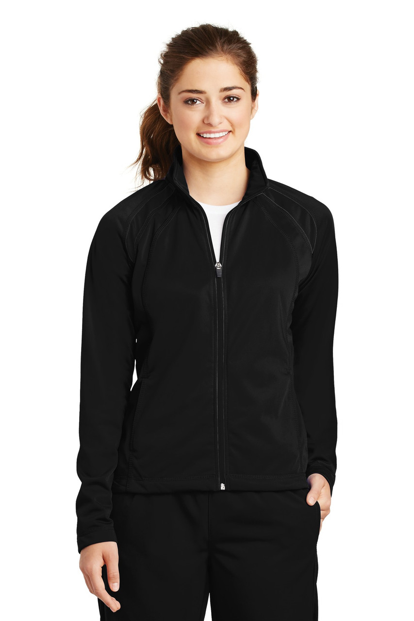 Sport-Tek® Ladies Tricot Track Jacket. LST90 Black/ Black