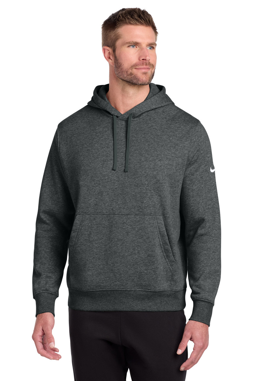 Nike Club Fleece Sleeve Swoosh Pullover Hoodie NKDR1499 Charcoal Heather