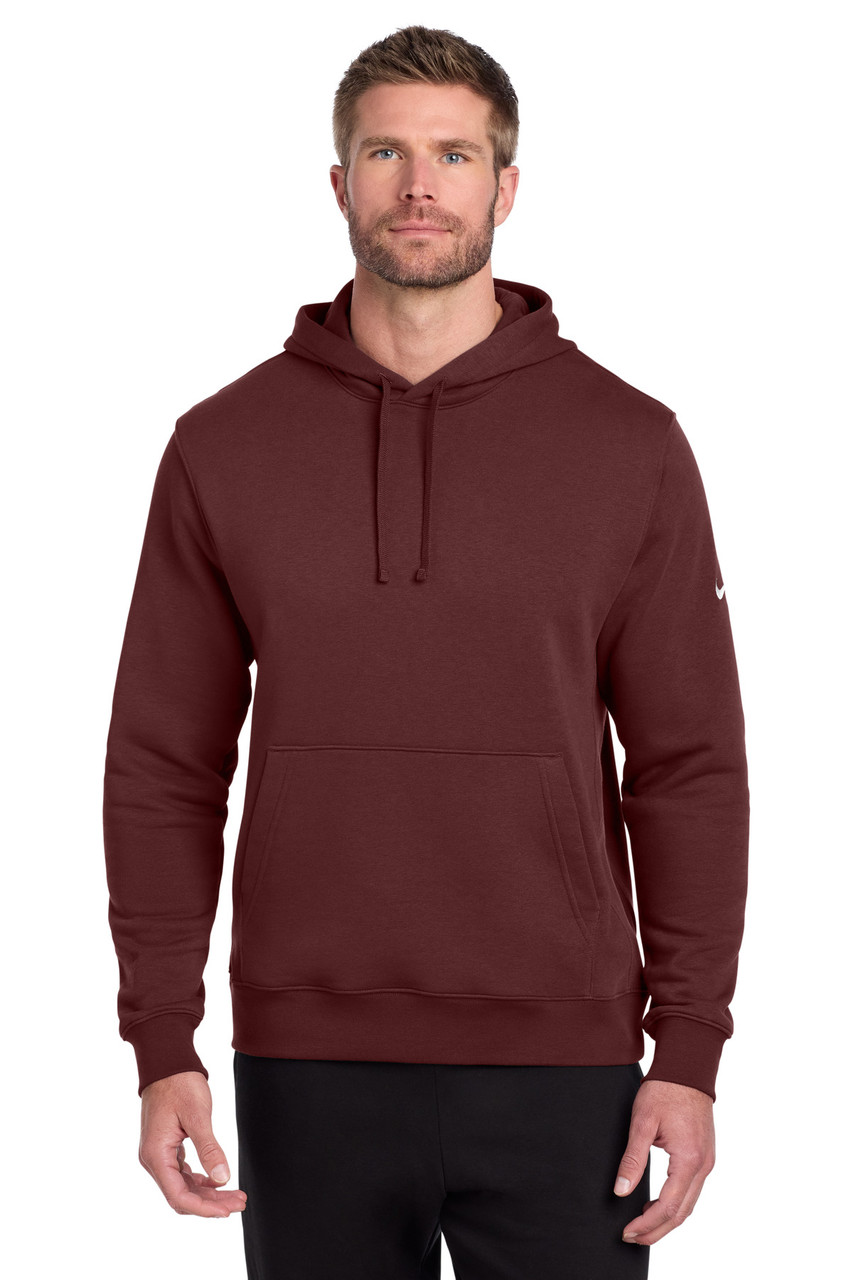 Nike Club Fleece Sleeve Swoosh Pullover Hoodie NKDR1499 Dark Team Red
