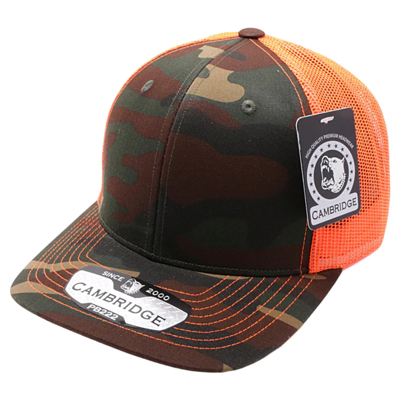 PB222 Pit Bull Cambridge Trucker Green Camo/Neon Orange