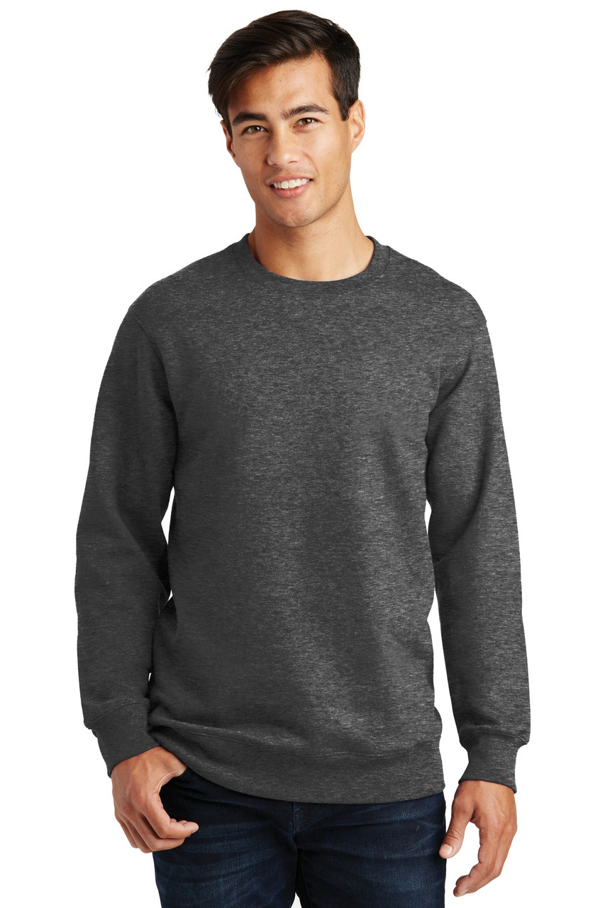 Port & Company® Fan Favorite Fleece Crewneck Sweatshirt. PC850 Dark Heather Grey