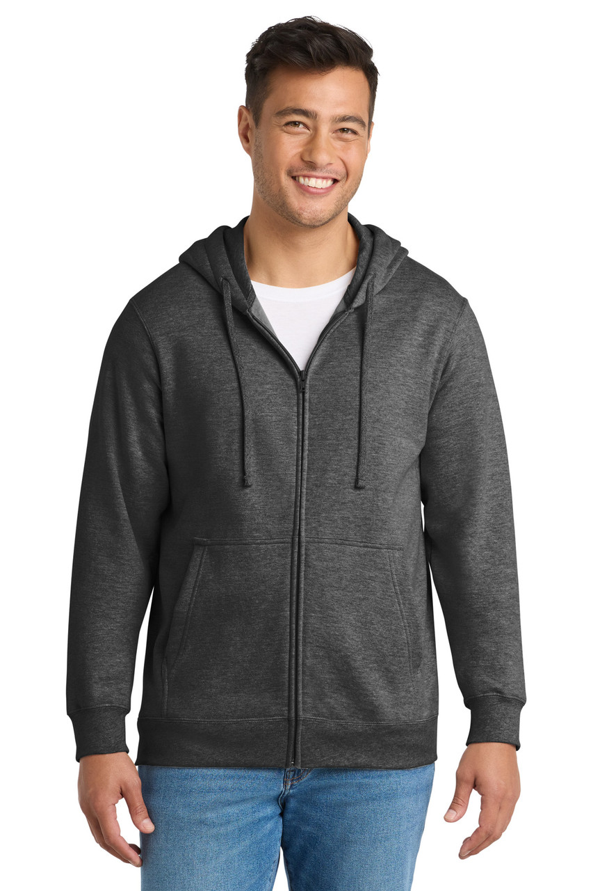 Port & Co™ Fan Favorite Fleece Full-Zip Hooded Sweatshirt. PC850ZH Dark Heather Grey