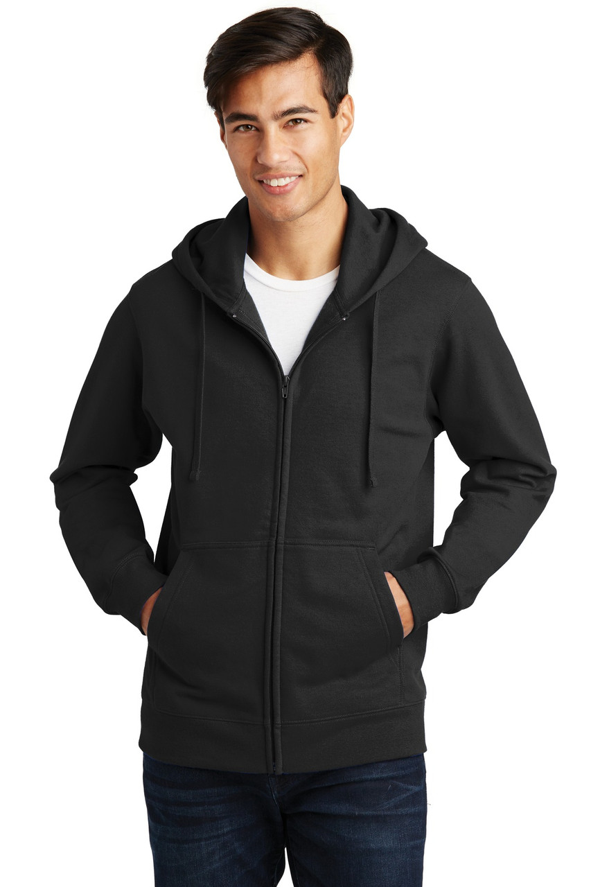 Port & Company® Fan Favorite Fleece Full-Zip Hooded Sweatshirt. PC850ZH Jet Black