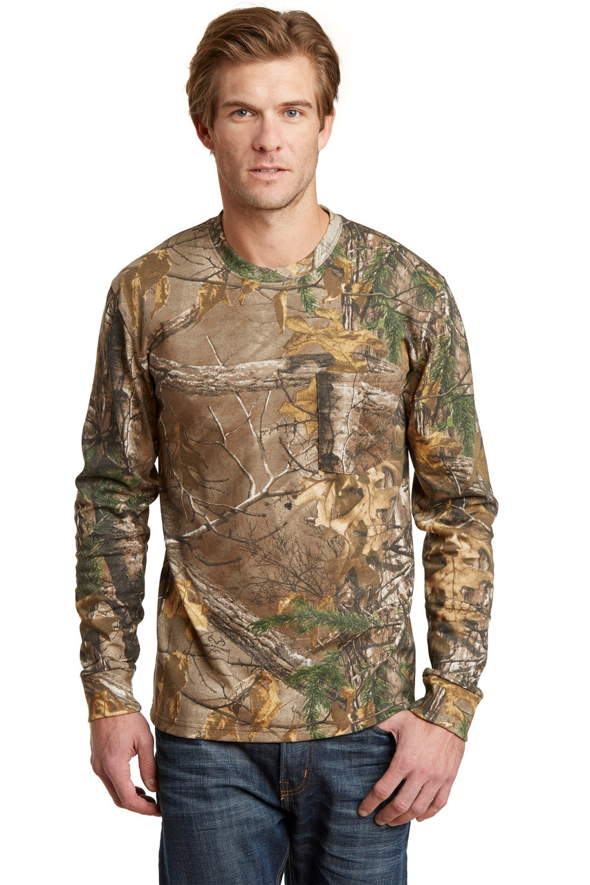 Russell Outdoors™ Realtree® Long Sleeve Explorer 100% Cotton T-Shirt with Pocket. S020R Realtree Xtra S