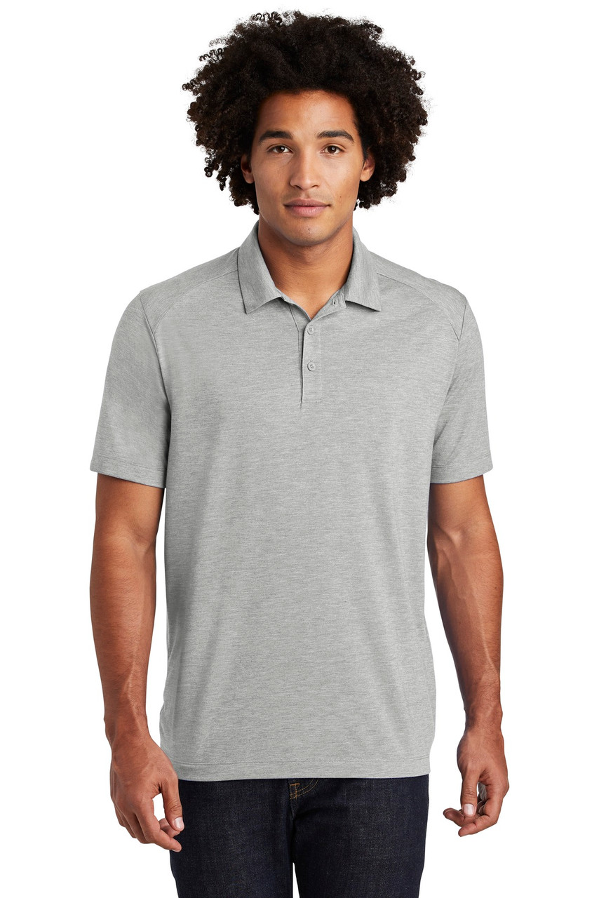 Sport-Tek ® PosiCharge ® Tri-Blend Wicking Polo. ST405 Light Grey Heather