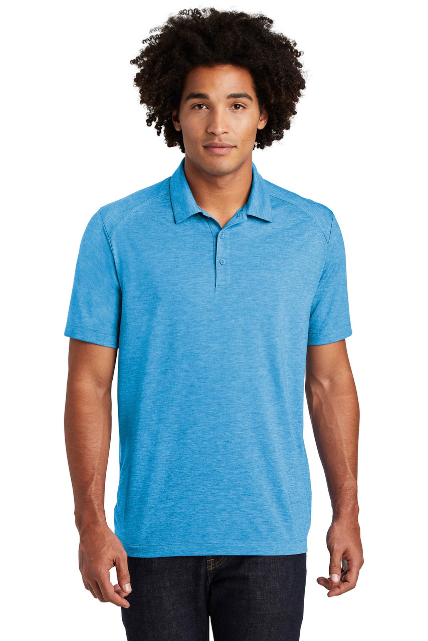 Sport-Tek ® PosiCharge ® Tri-Blend Wicking Polo. ST405 Pond Blue Heather