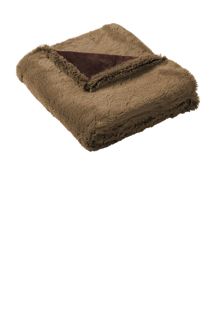 Port Authority ® Faux Fur Blanket. BP45 Fawn/ Espresso Brown