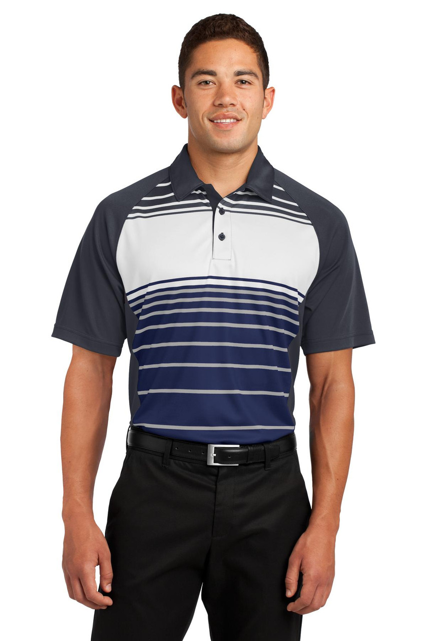 Sport-Tek® Dry Zone® Sublimated Stripe Polo. ST600 True Navy