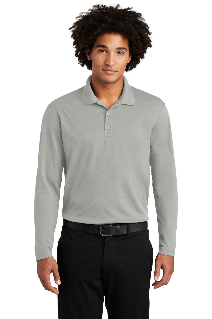 Sport-Tek ® PosiCharge ® RacerMesh ® Long Sleeve Polo. ST640LS Silver