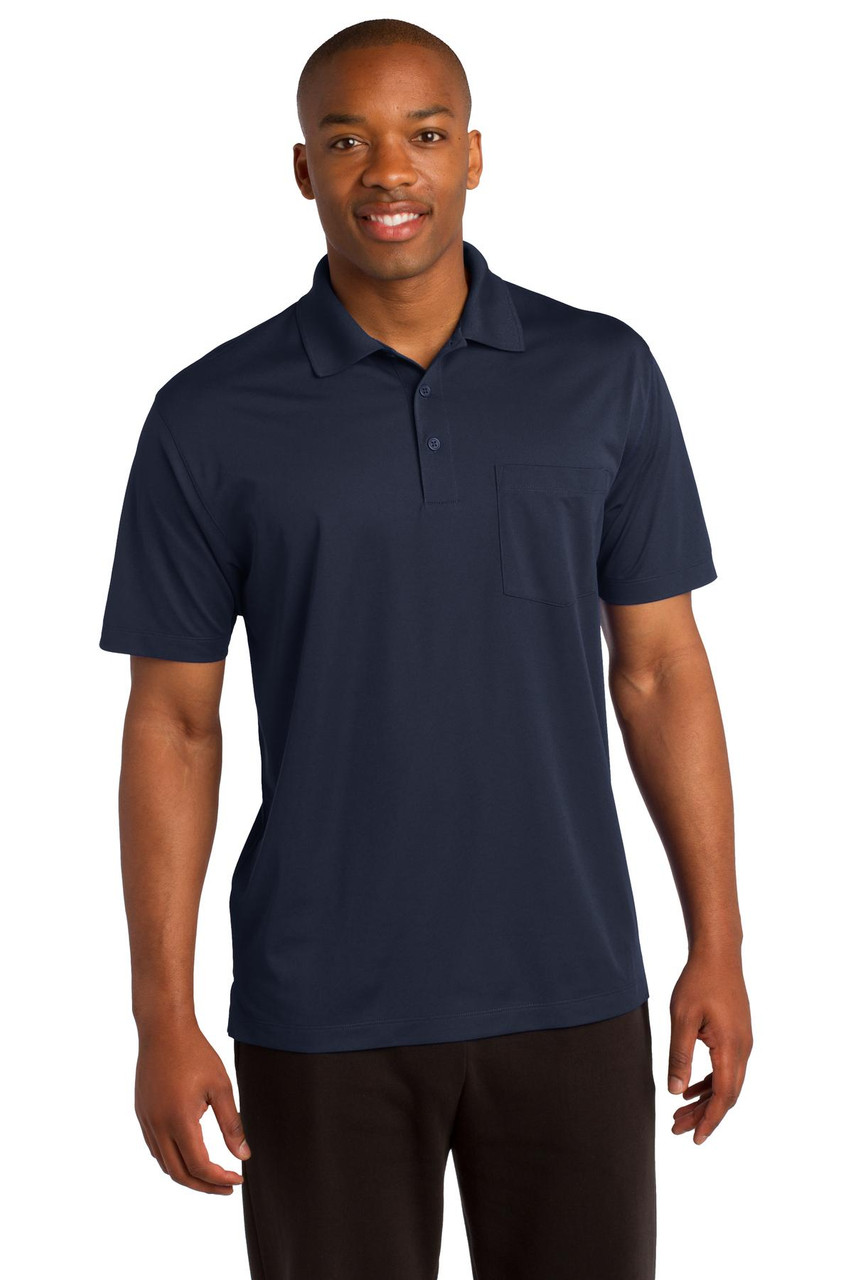 Sport-Tek® Micropique Sport-Wick® Pocket Polo. ST651 True Navy