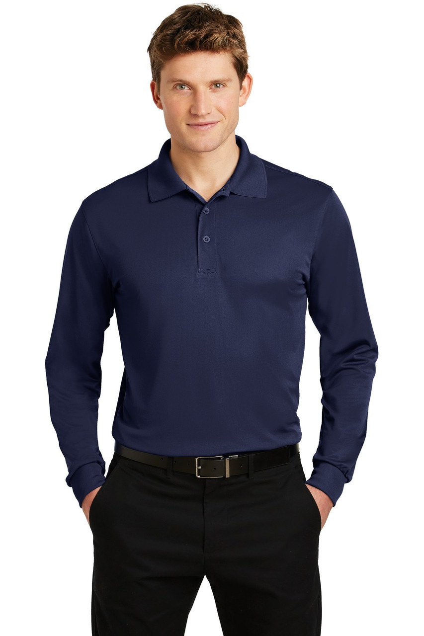 Sport-Tek® Long Sleeve Micropique Sport-Wick® Polo. ST657 True Navy