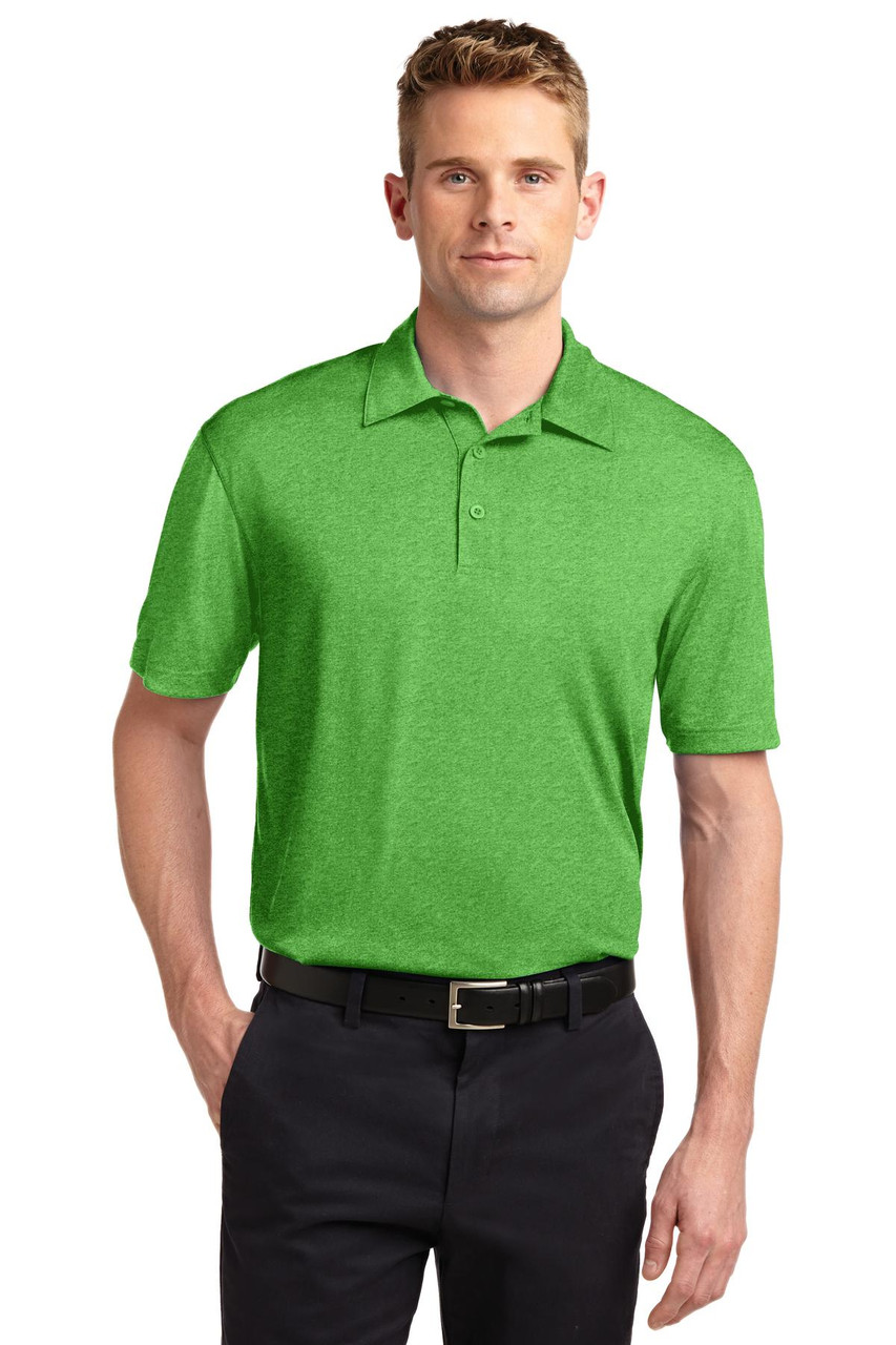 Sport-Tek® Heather Contender™ Polo. ST660 Turf Green Heather