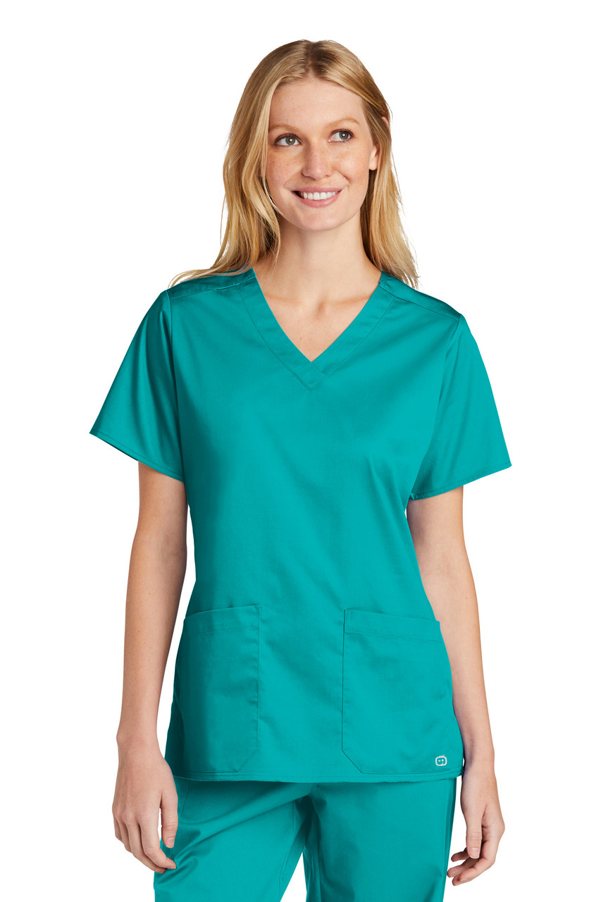 WonderWink® Women's WorkFlex™ V-Neck Top WW4560 Teal Blue 2XL