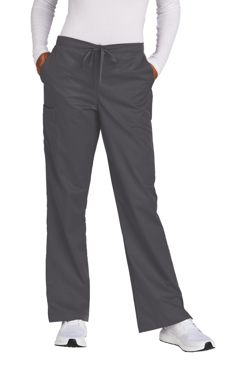 WonderWink® Women's Petite WorkFlex™ Flare Leg Cargo Pant WW4750P Pewter 2XLP