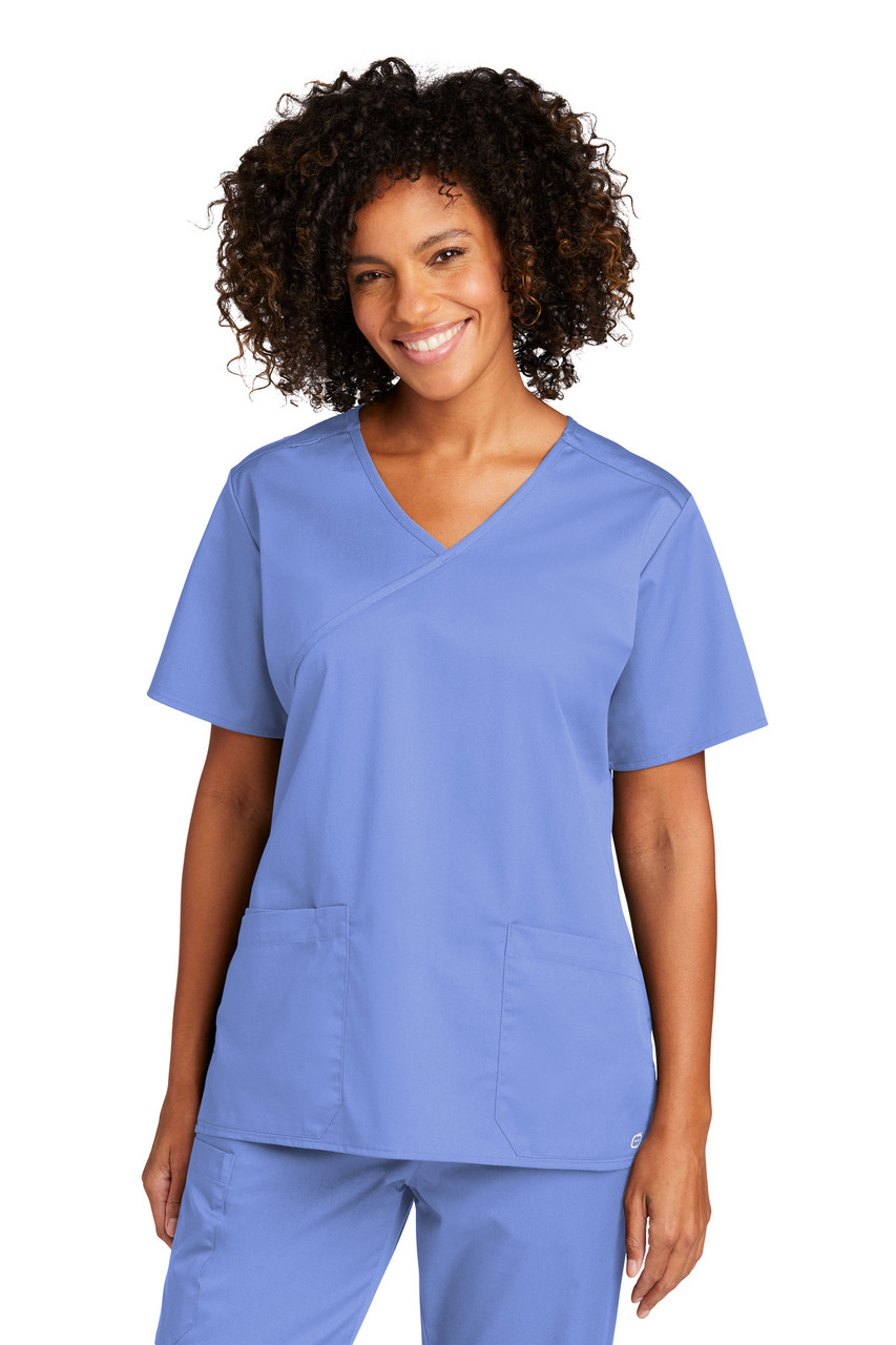 WonderWink® Women's WorkFlex™ Mock Wrap Top WW4760 Ceil Blue 2XL