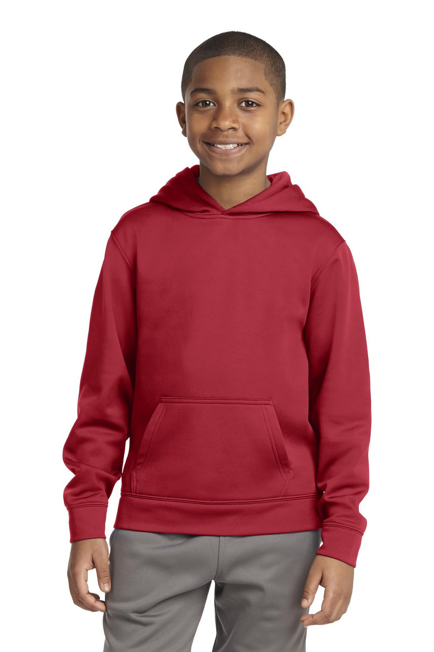 Sport-Tek® Youth Sport-Wick® Fleece Hooded Pullover. YST244 Deep Red