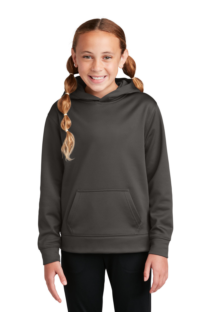 Sport-Tek® Youth Sport-Wick® Fleece Hooded Pullover. YST244 Iron Grey