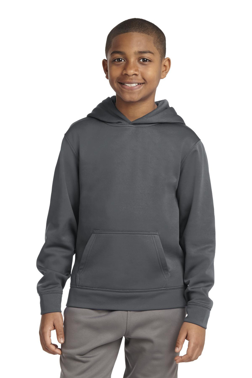 Sport-Tek® Youth Sport-Wick® Fleece Hooded Pullover. YST244 Dark Smoke Grey