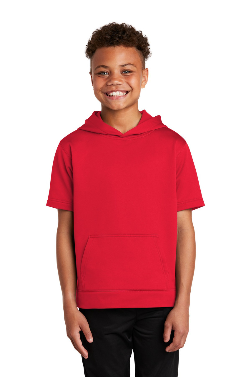 Sport-Tek ® Youth Sport-Wick ® Fleece Short Sleeve Hooded Pullover. YST251 Deep Red XS