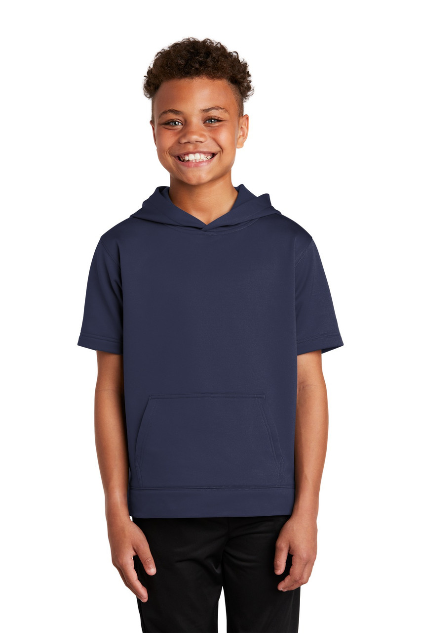 Sport-Tek ® Youth Sport-Wick ® Fleece Short Sleeve Hooded Pullover. YST251 Navy XS