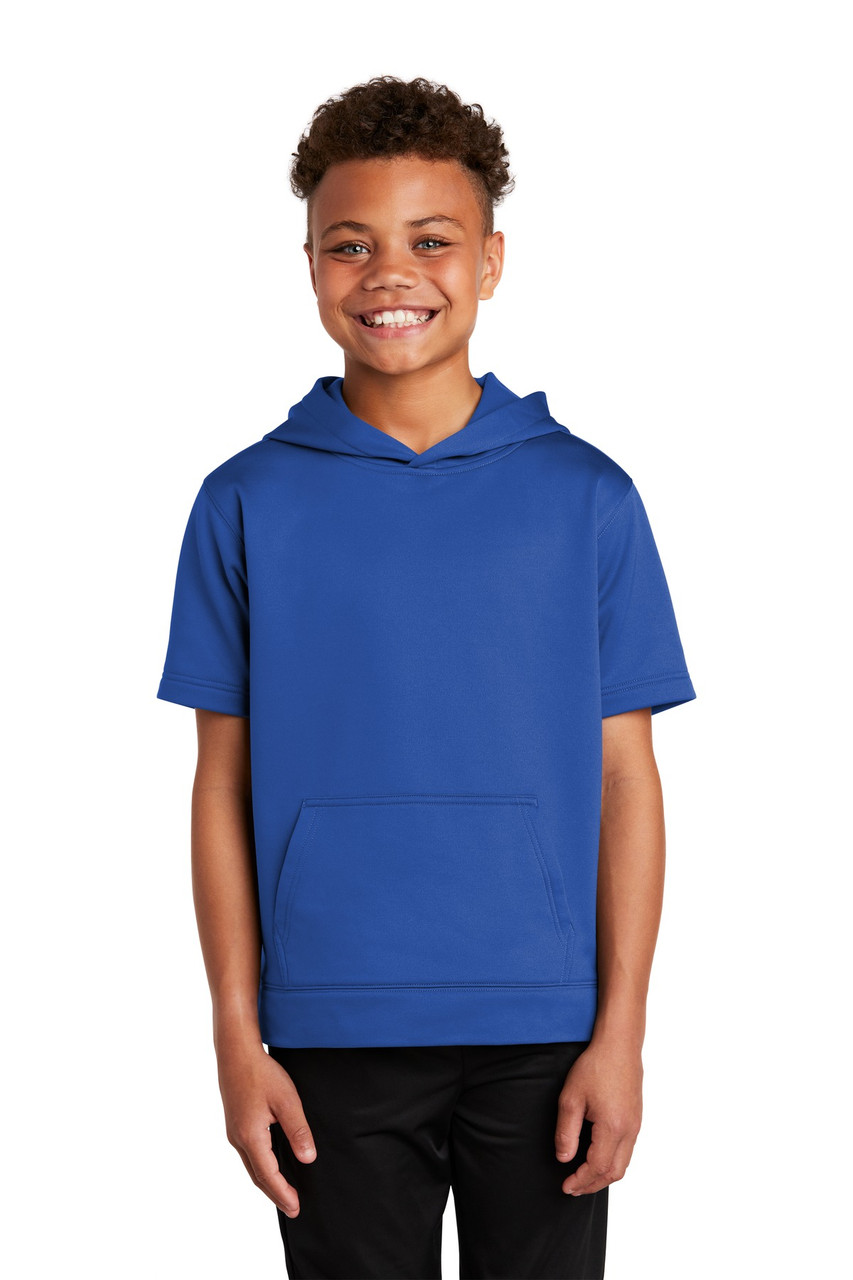 Sport-Tek ® Youth Sport-Wick ® Fleece Short Sleeve Hooded Pullover. YST251 True Royal XS