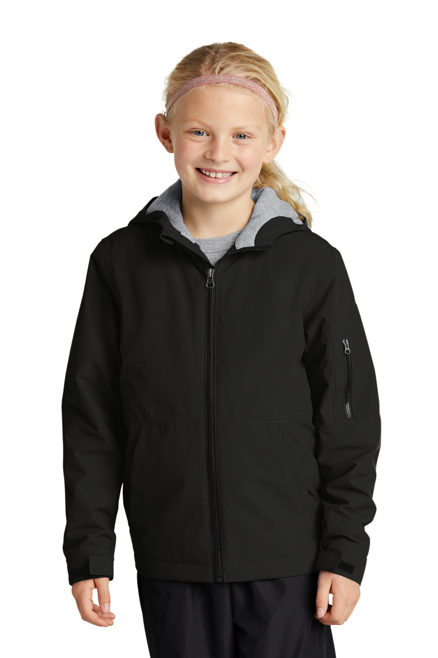 Sport-Tek® Youth Waterproof Insulated Jacket YST56 Black