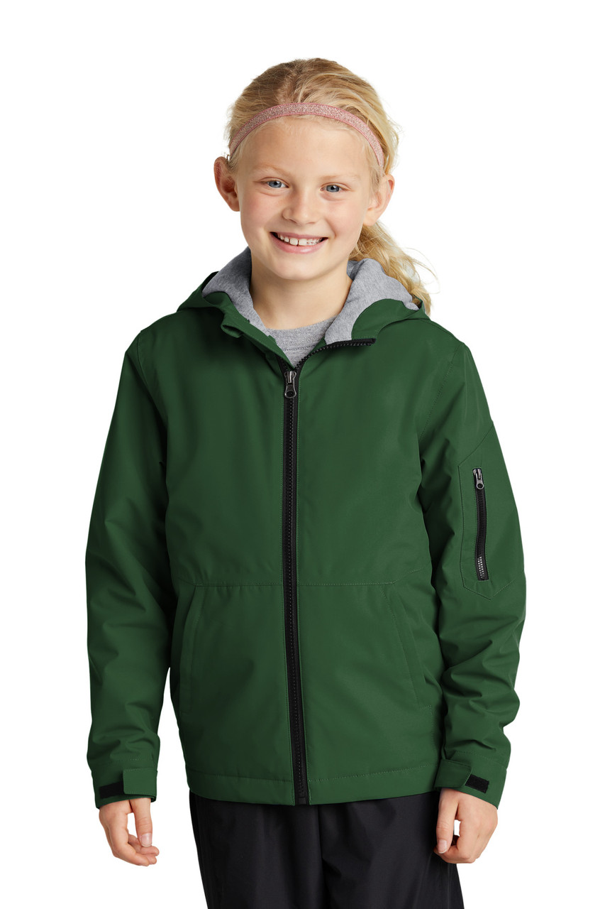 Sport-Tek® Youth Waterproof Insulated Jacket YST56 Forest Green