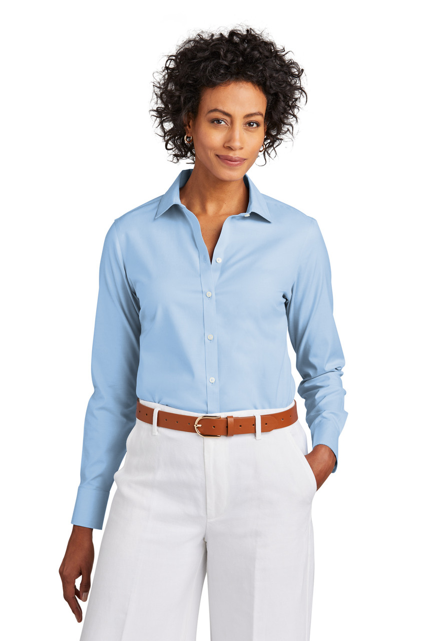 Brooks Brothers® Women's Wrinkle-Free Stretch Pinpoint Shirt BB18001 Newport Blue