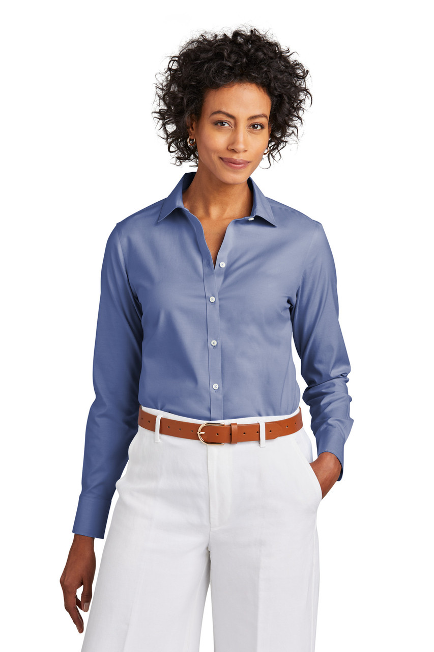 Brooks Brothers® Women's Wrinkle-Free Stretch Pinpoint Shirt BB18001 Cobalt Blue XS