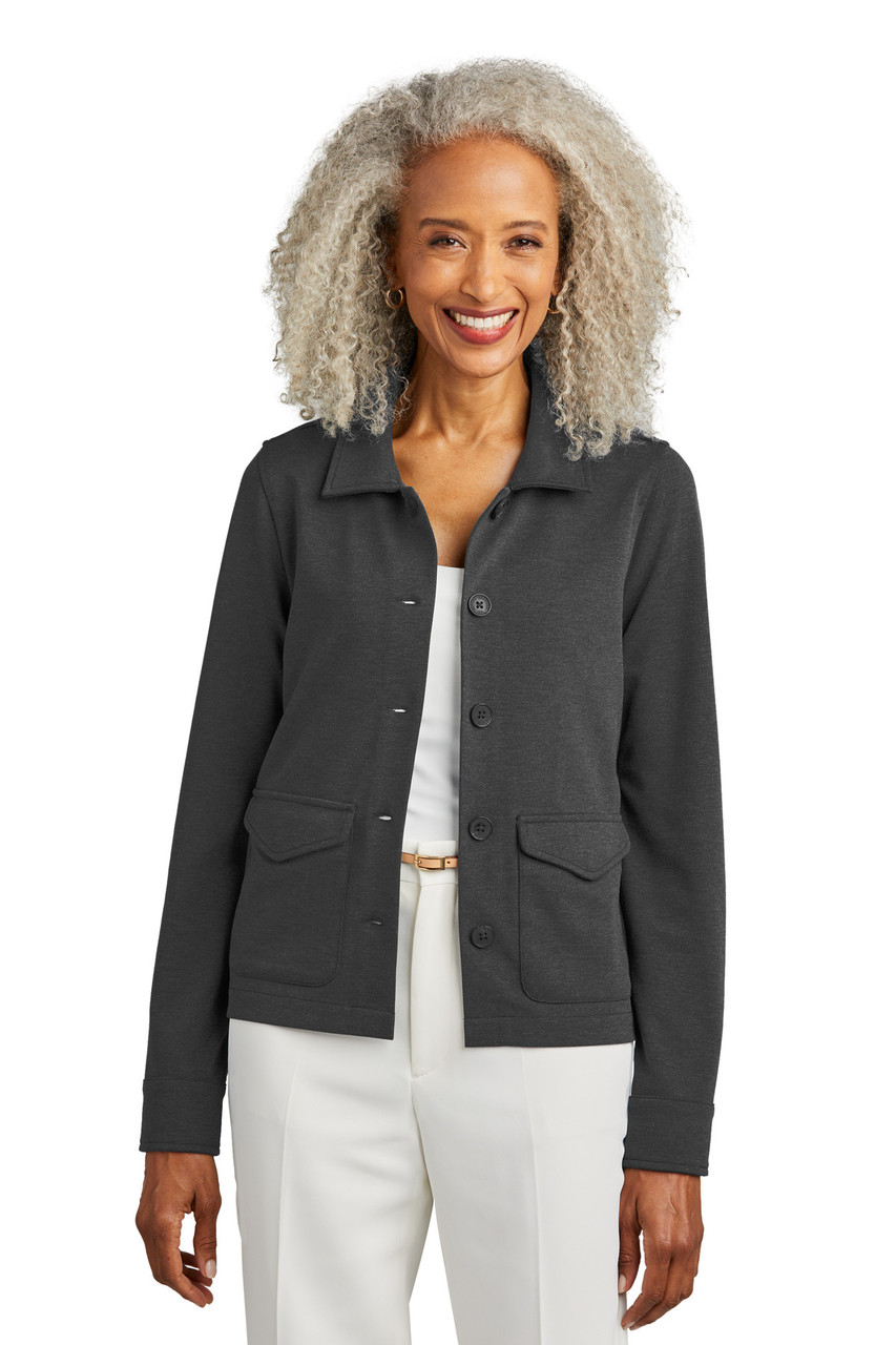 Brooks Brothers® Women's Mid-Layer Stretch Button Jacket BB18205 Windsor Grey Heather