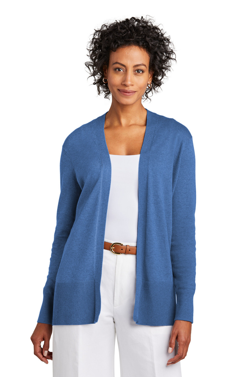 Brooks Brothers® Women's Cotton Stretch Long Cardigan Sweater BB18403 Charter Blue Heather
