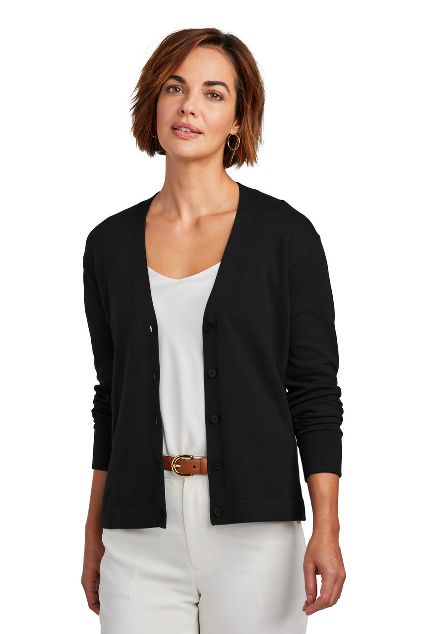 Brooks Brothers® Women's Cotton Stretch Cardigan Sweater BB18405 Deep Black
