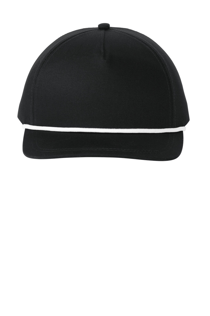 Port Authority® Snapback Five-Panel Rope Cap C962 Black/ White