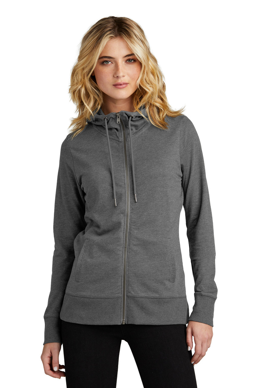 District® Women's Featherweight French Terry™ Full-Zip Hoodie DT673 Washed Coal