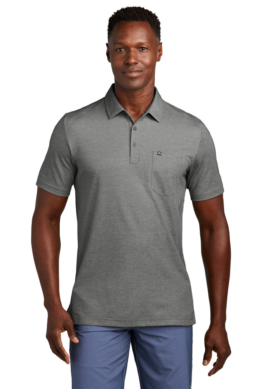 TravisMathew Oceanside Heather Pocket Polo TM1MY404 Quiet Shade Grey Heather