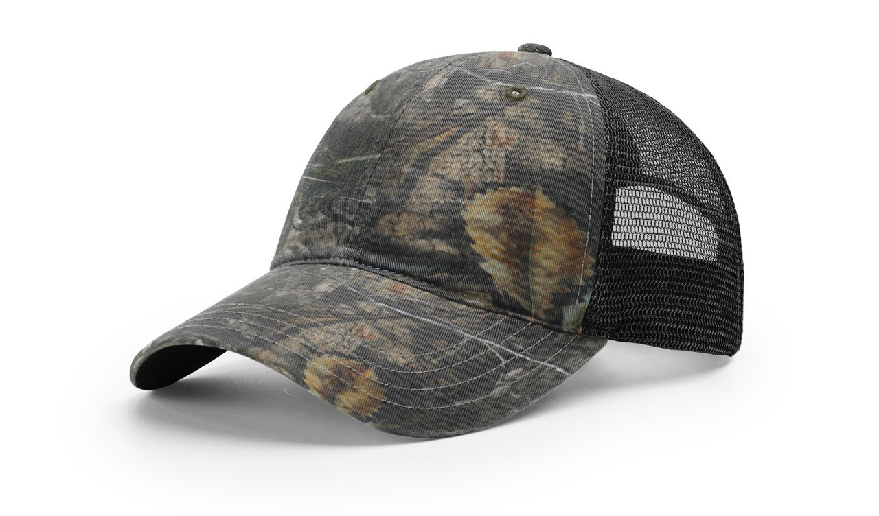 Richardson Garment Washed Trucker Cap - 111P MOSSY OAK COUNTRY DNA/BLACK