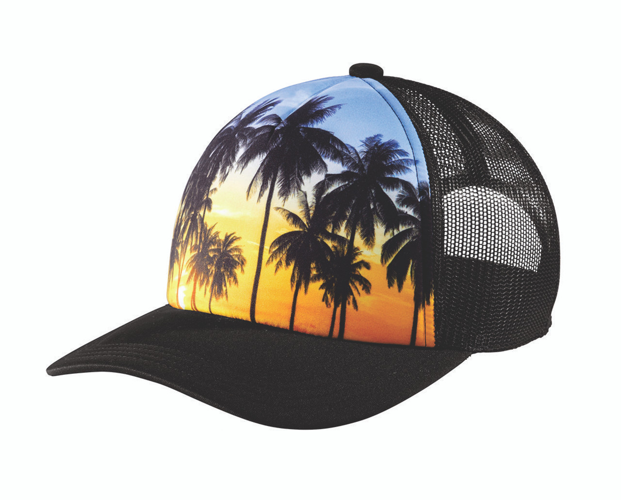 Port Authority ® Photo Real Snapback Trucker Cap C950 Palm Trees