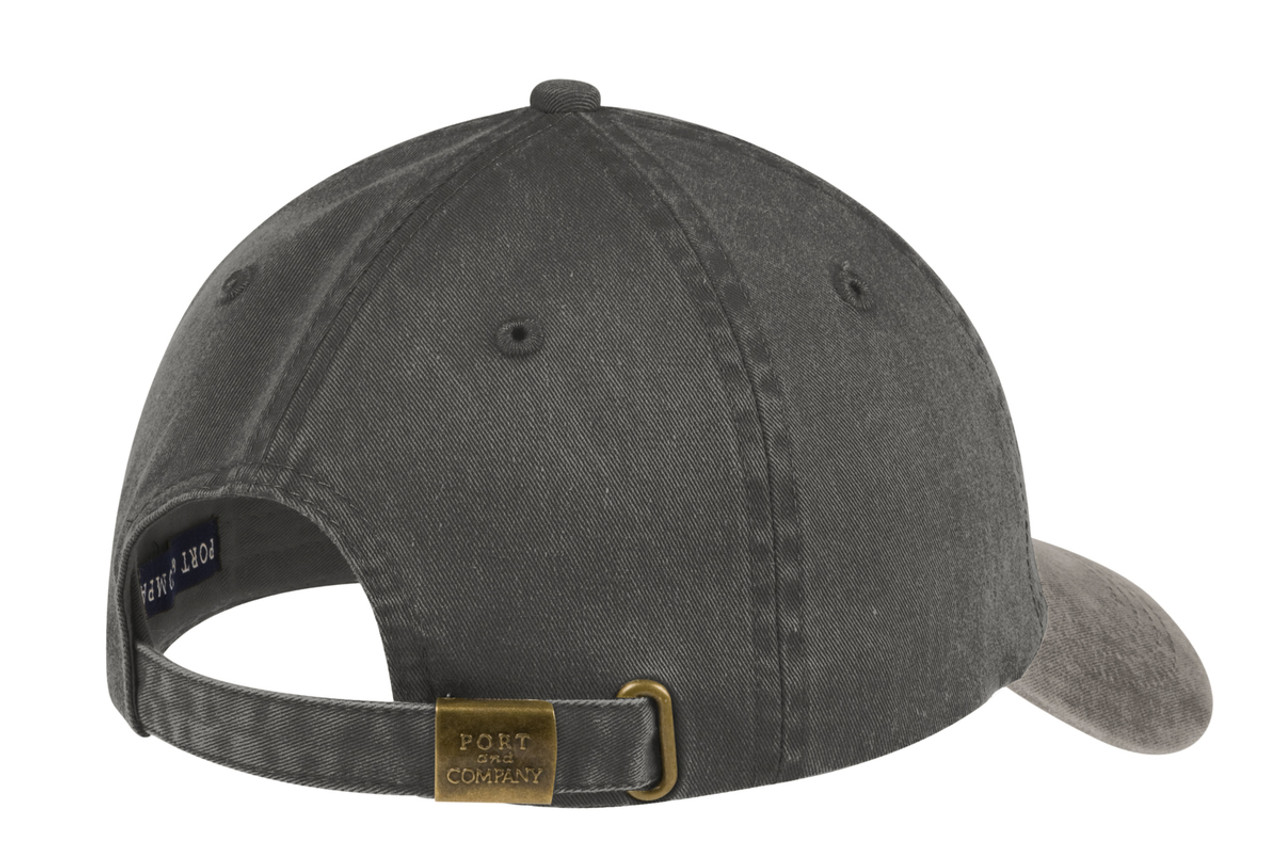 Port & Company® -Two-Tone Pigment-Dyed Cap.  CP83 Black/ Pebble Back