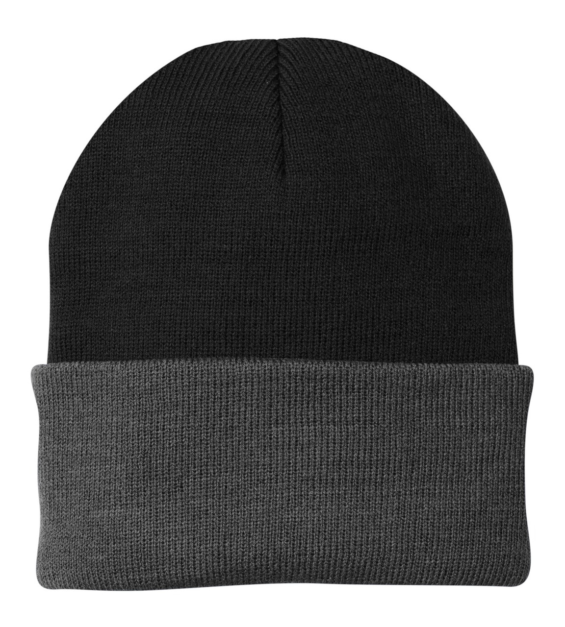 Port & Co™ Knit Cap.  CP90 Black/ Athletic Oxford Port & Co™ Knit Cap.  CP90 Black/ Athletic Oxford