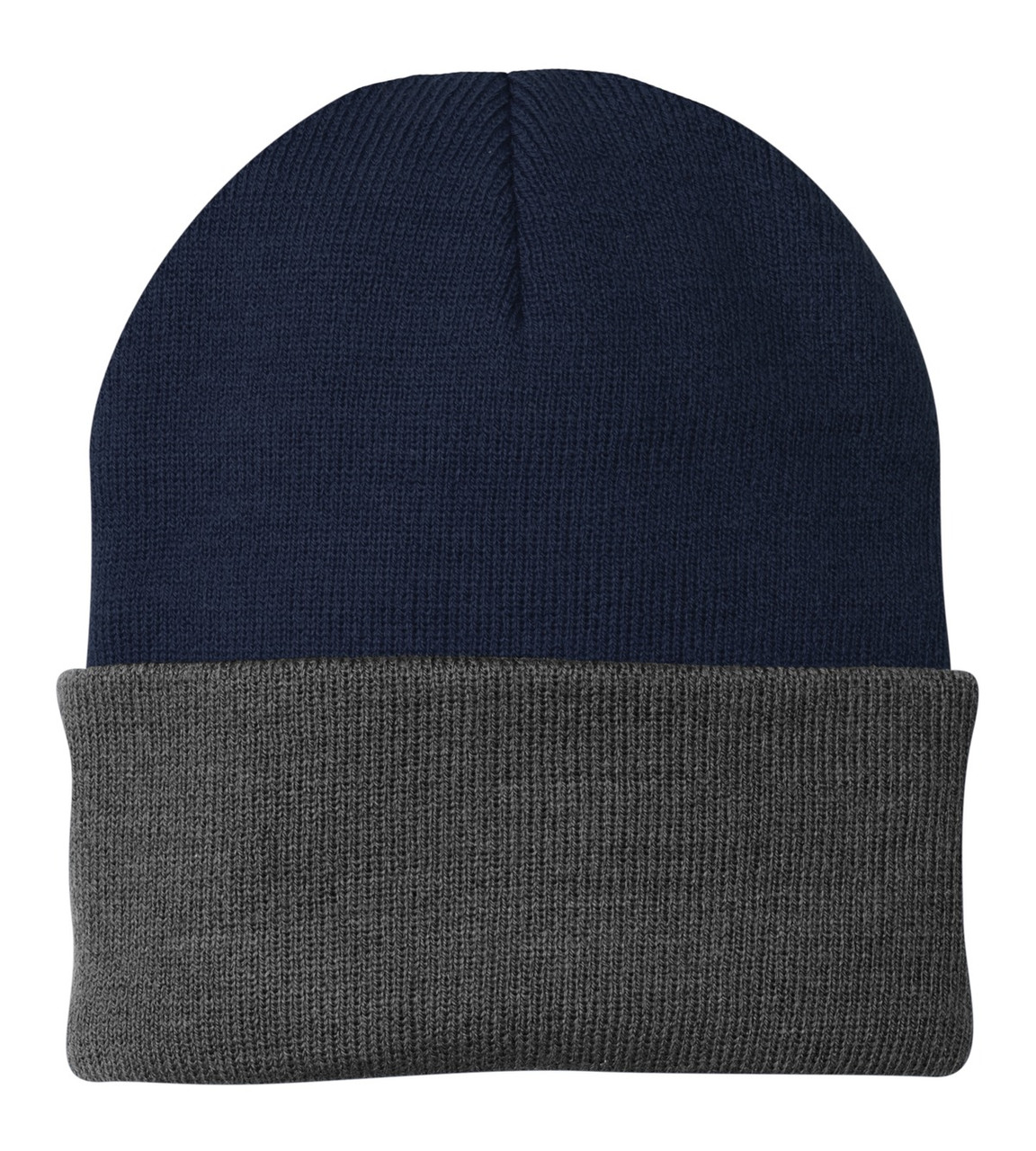Port & Co™ Knit Cap.  CP90 Navy/ Athletic Oxford Port & Co™ Knit Cap.  CP90 Navy/ Athletic Oxford