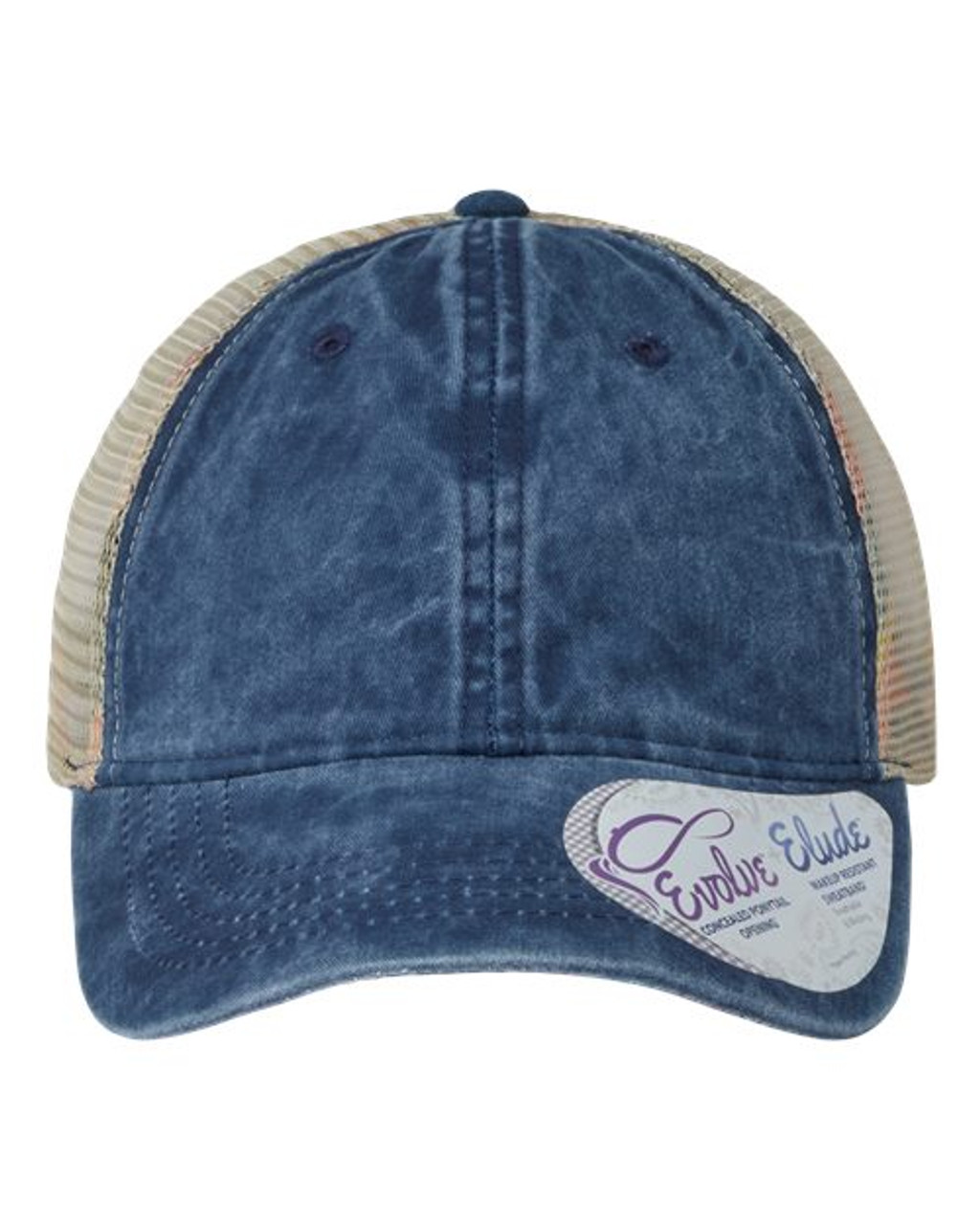 Women's Washed Mesh Back Cap Navy/ Stripes