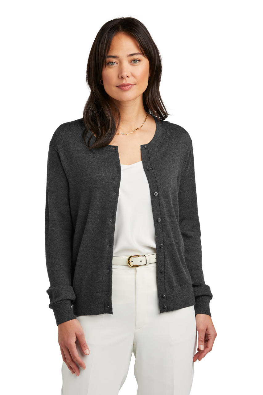 Brooks Brothers® Women's Washable Merino Cardigan Sweater BB18413 Windsor Grey Heather