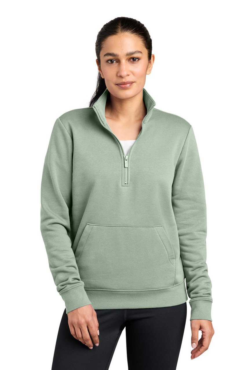 Nike Women's Club Fleece Sleeve Swoosh 1/2-Zip NKDX6720 Jade Horizon