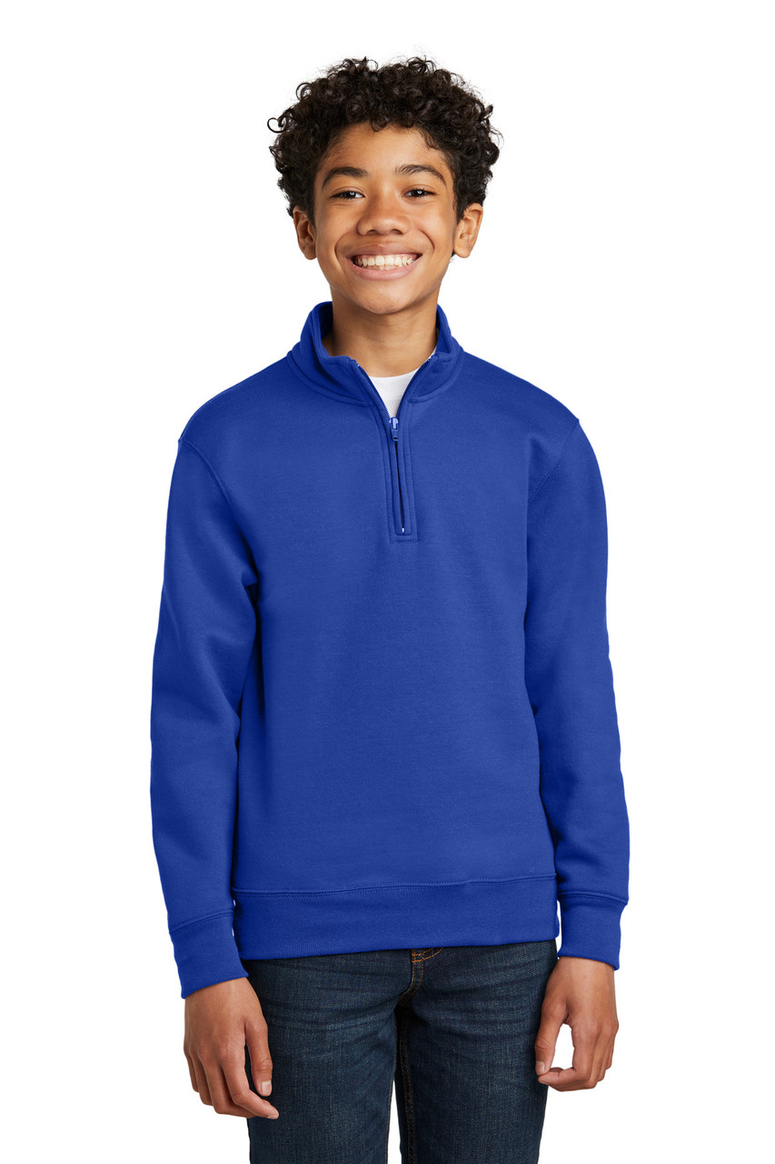 Port & Company® Youth Core Fleece 1/4-Zip Pullover Sweatshirt PC78YQ True Royal