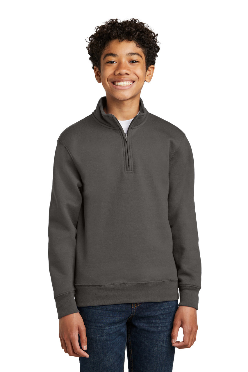 Port & Company® Youth Core Fleece 1/4-Zip Pullover Sweatshirt PC78YQ Charcoal