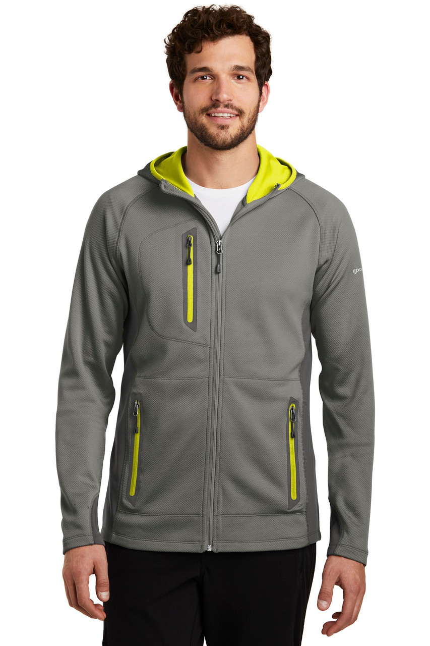 Eddie Bauer ® Sport Hooded Full-Zip Fleece Jacket. EB244 Metal Grey/ Grey Steel/ Citron XS