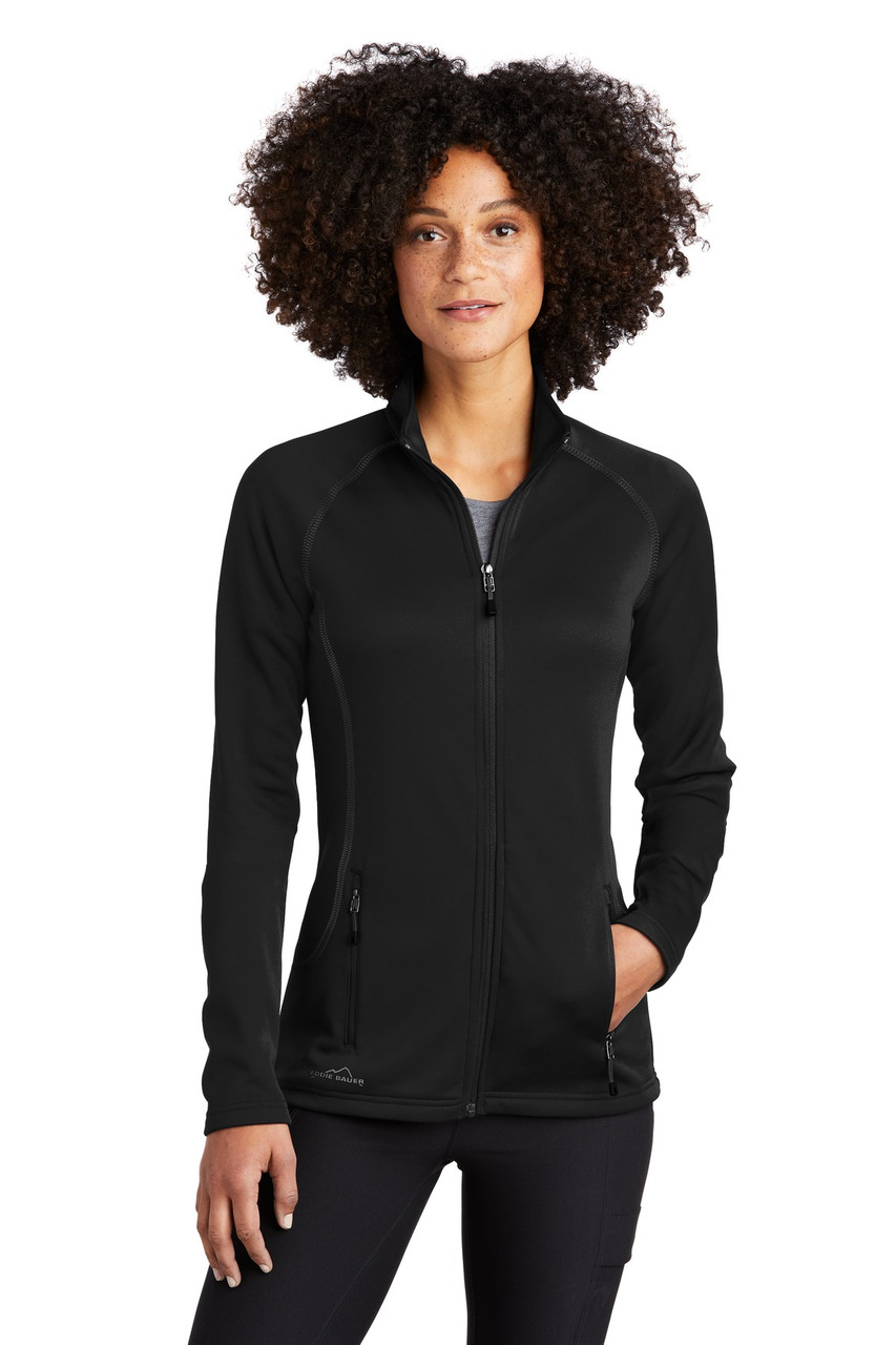 Eddie Bauer ® Ladies Smooth Fleece Base Layer Full-Zip. EB247 Black