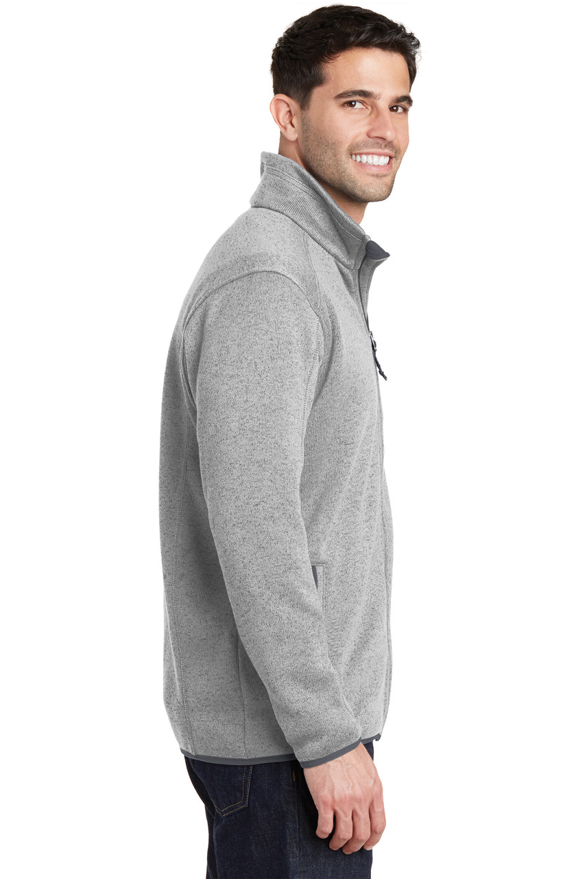 Port Authority® Sweater Fleece Jacket. F232 Grey Heather  Side